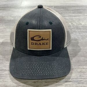 NEW Drake‎ Square Leather Patch Mesh Back Cap Dark Blue DH4160-DBL OSFM